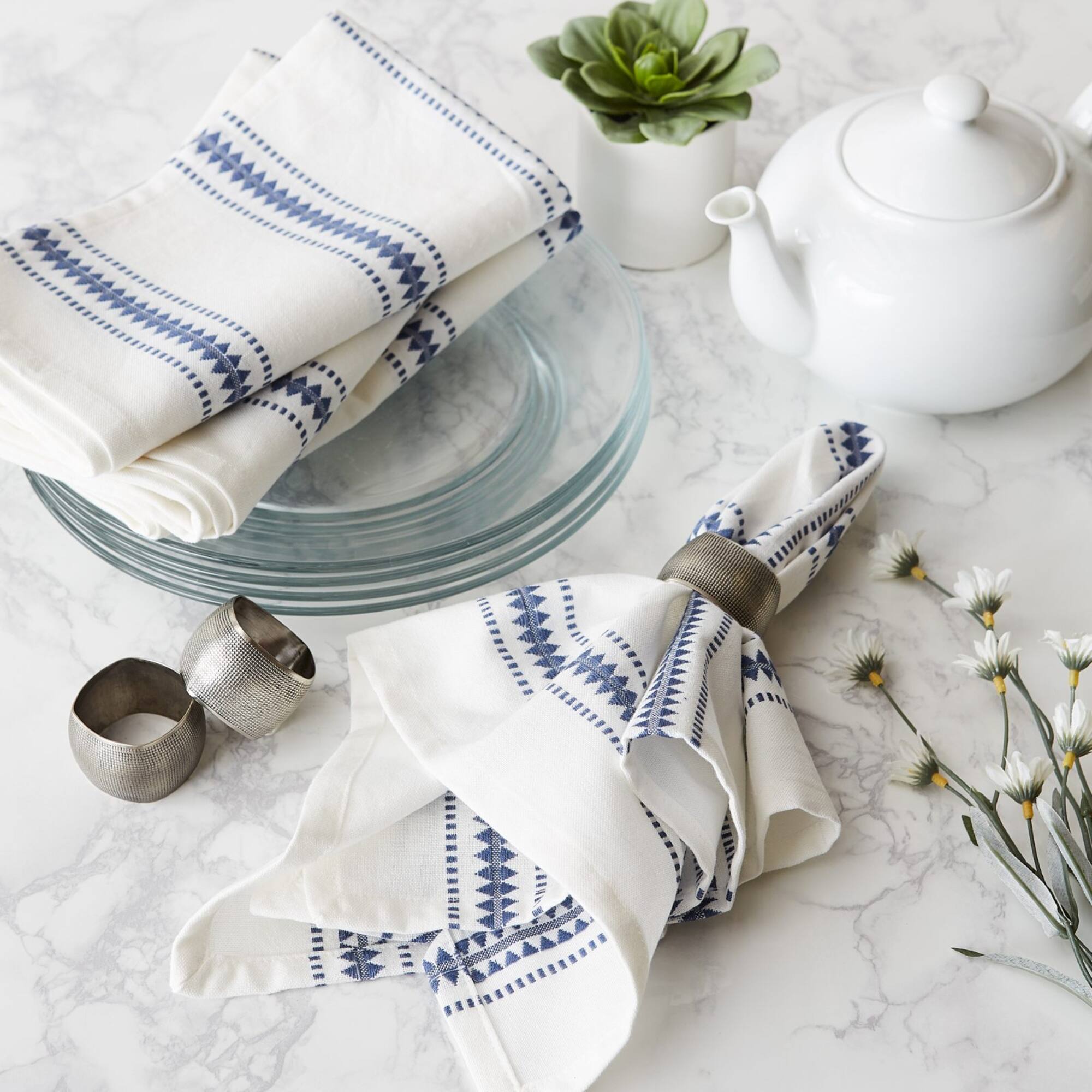 DII® French Blue Zig Dobby Stripe Cloth Dinner Napkins, 6ct.